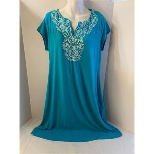 Madison dress large turquoise bling beach cruise theme rn# 31104 Pima cotton ble